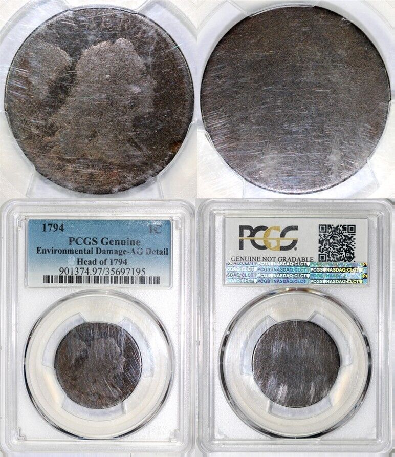 1794 1c Head of 1794 S-66 Liberty Cap Large Cent PCGS AG Detail