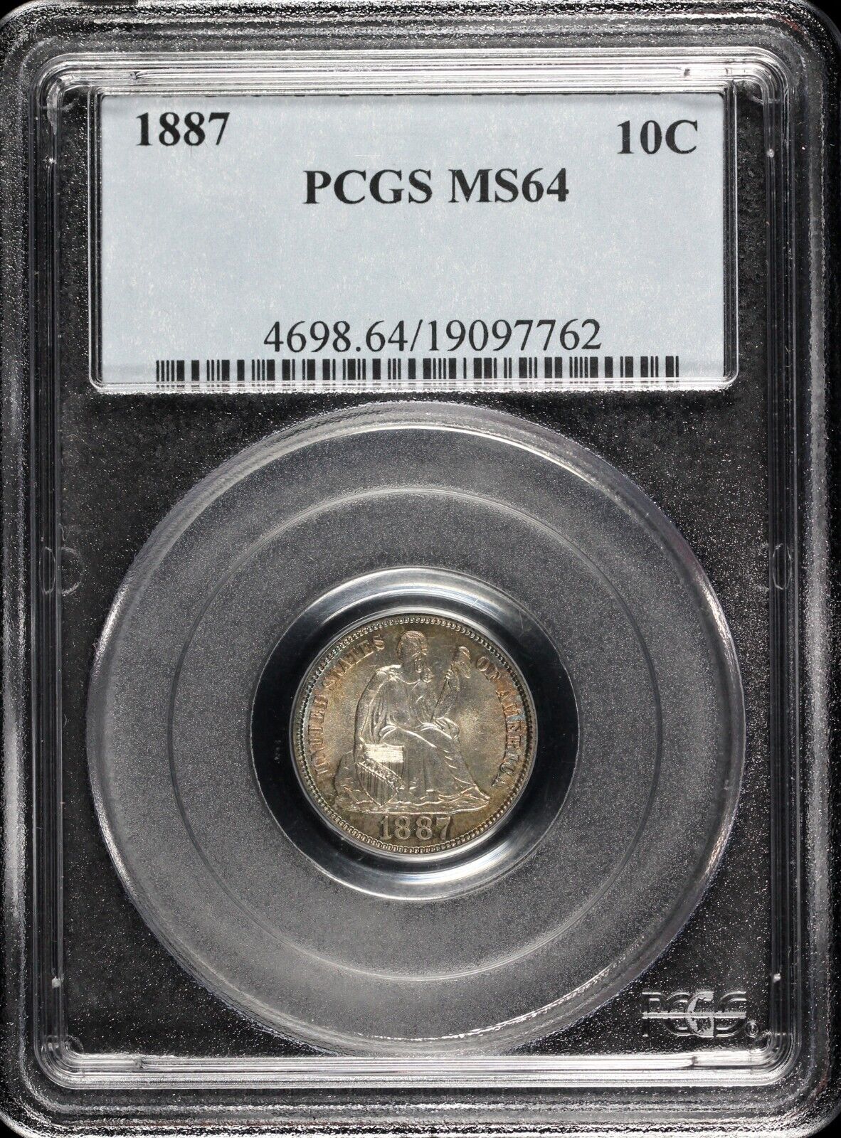 1887 10c Seated Liberty Dime PCGS MS 64