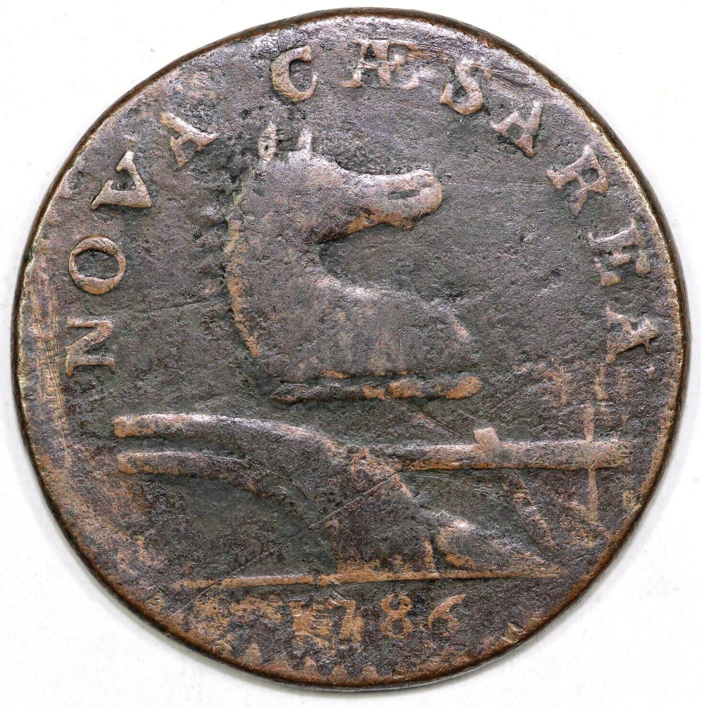 1786 Maris 15-T Leaning Head New Jersey Colonial Copper Coin