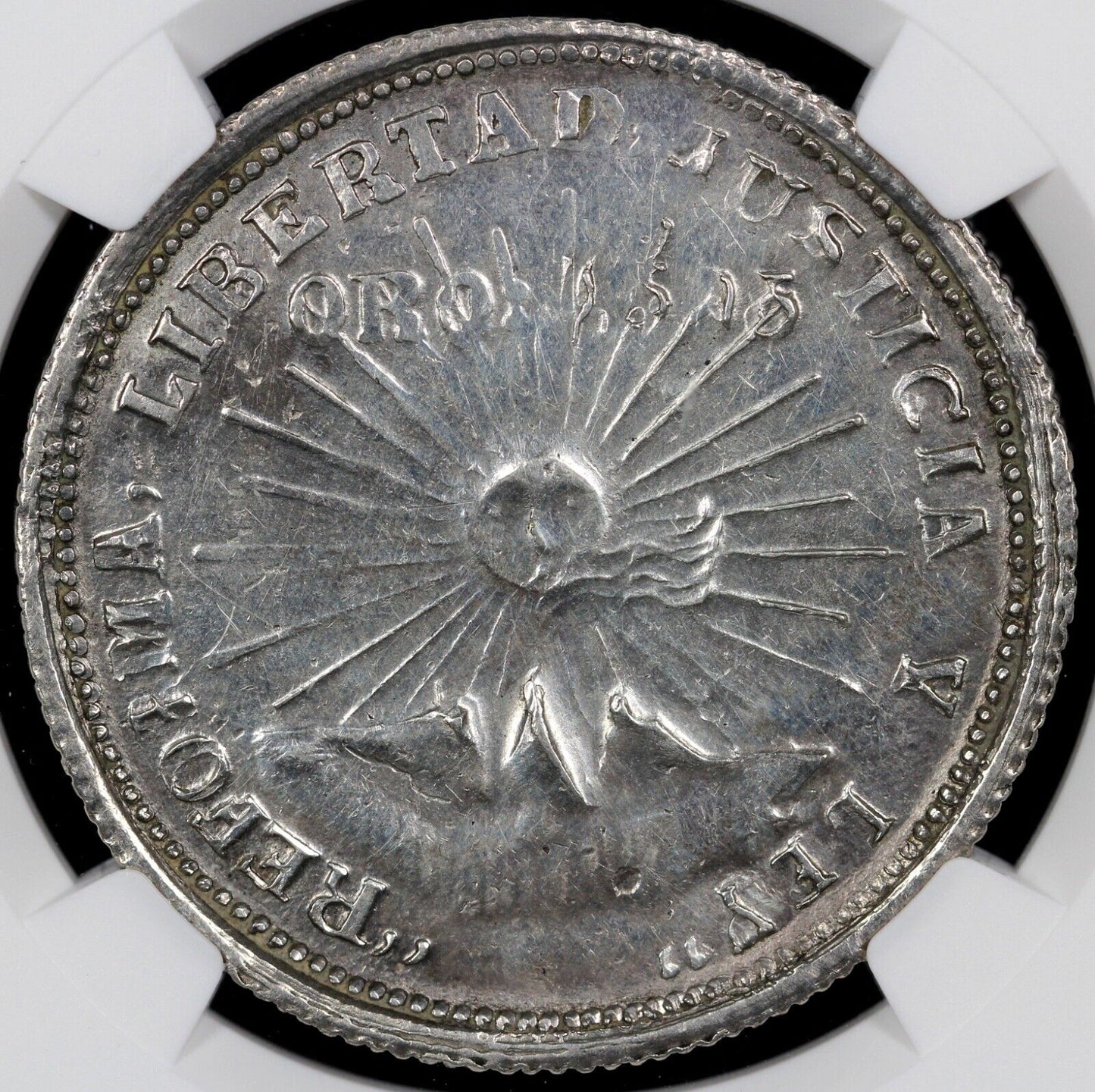 1914-Gro Mexico Guerrero Silver 2 Peso NGC UNC Details Hairlines