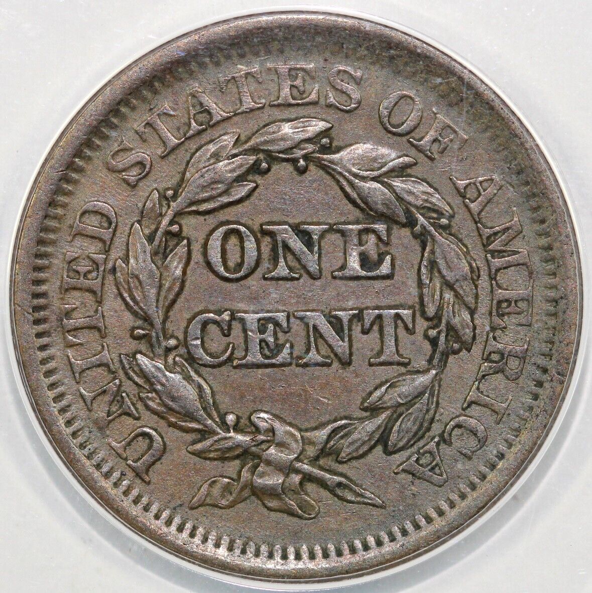 1851 1c N-14 Braided Hair Large Cent ANACS AU 50