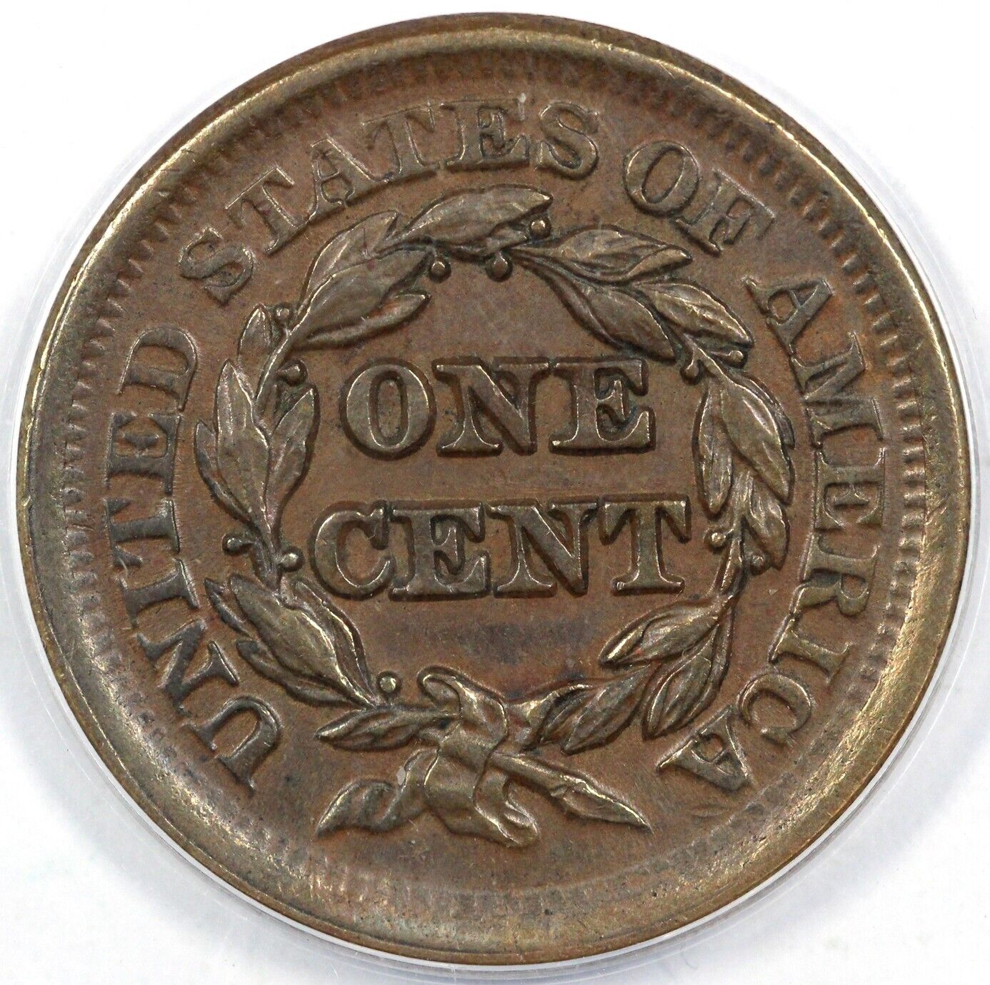 1851 1c N-3 Braided Hair Large Cent ANACS AU 50 Details Cleaned
