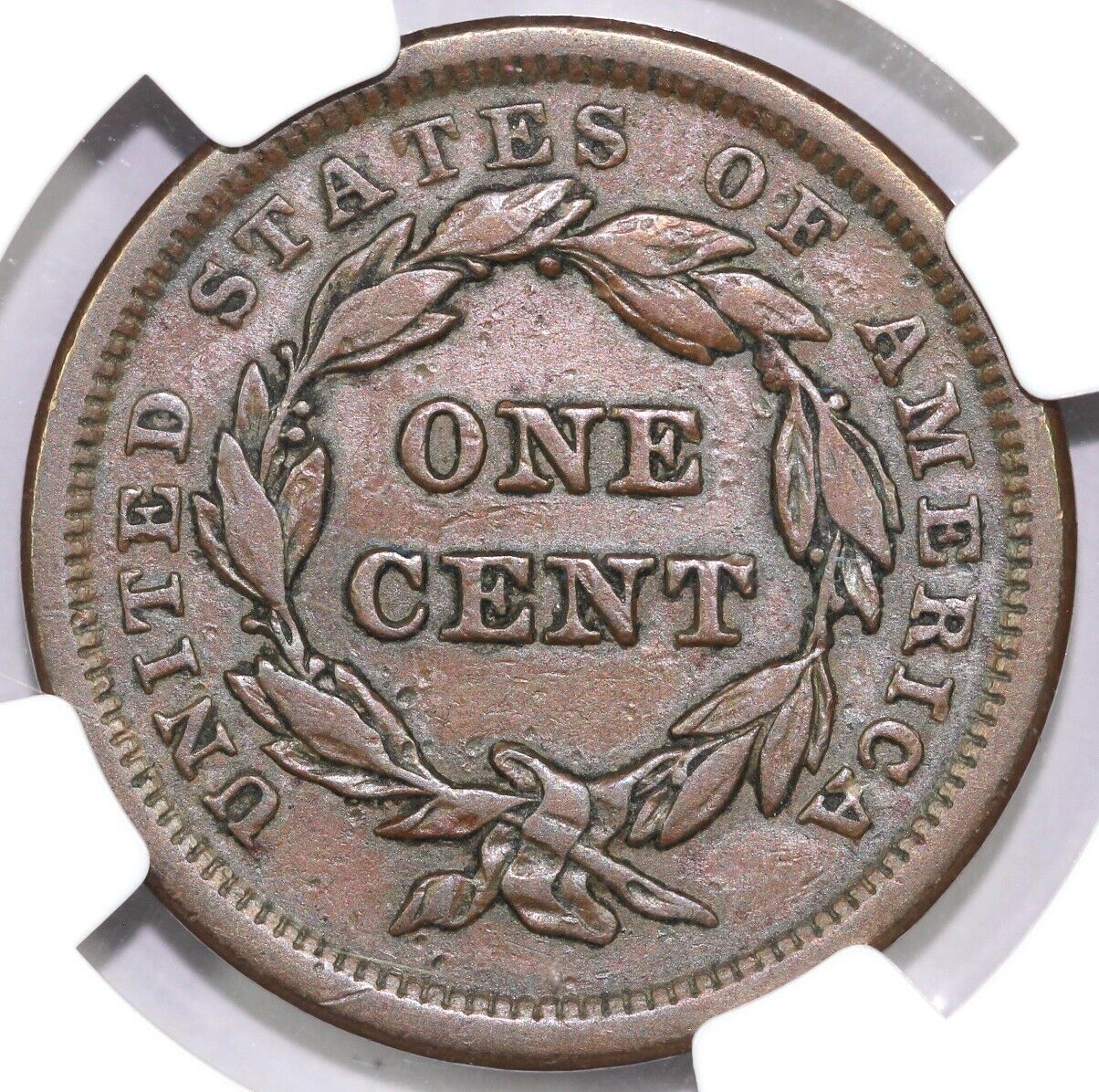 1840 1c N-3 Small Date Braided Hair Large Cent NGC XF Details Damaged