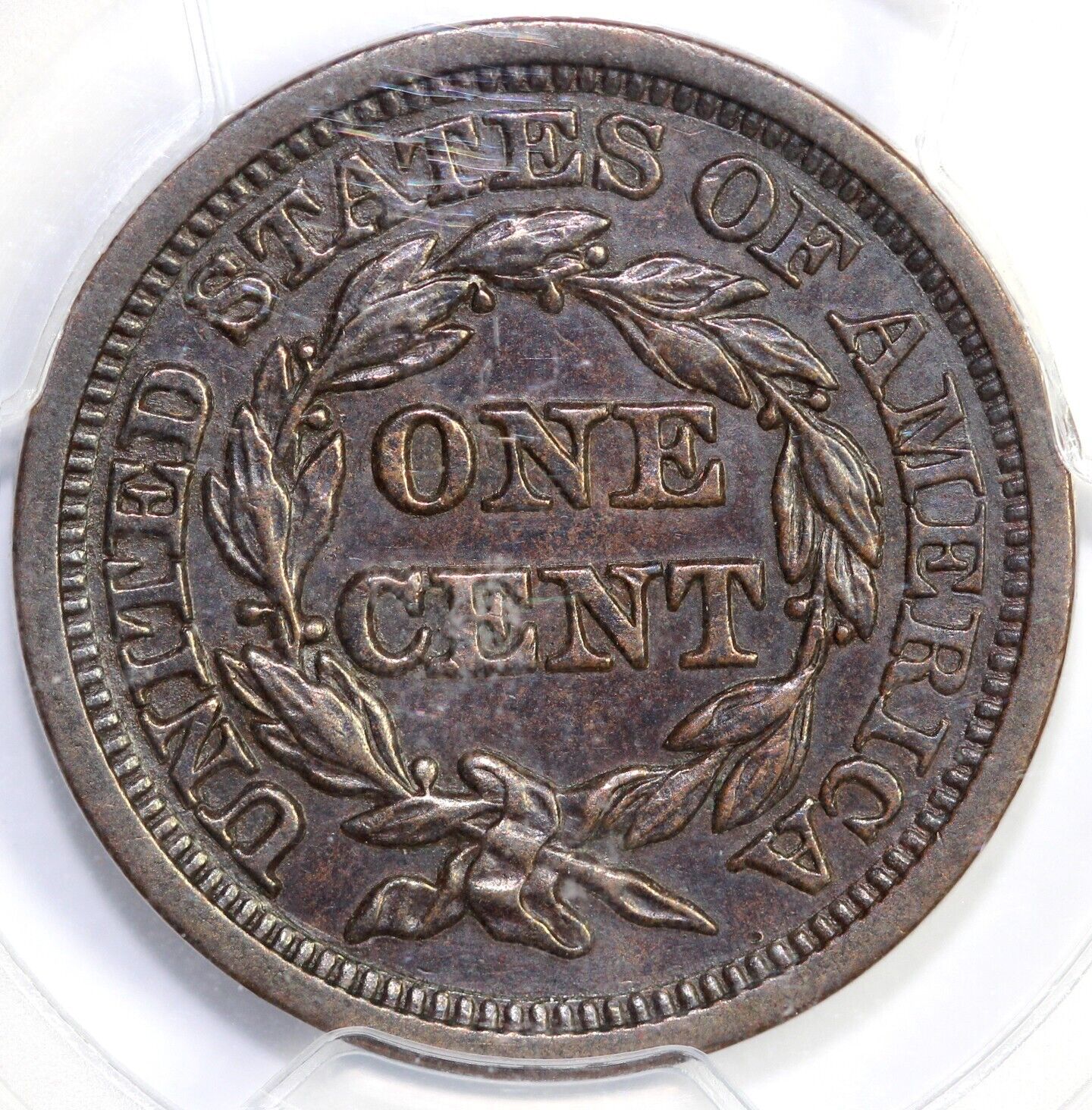 1849 1c Braided Hair Large Cent PCGS AU 58