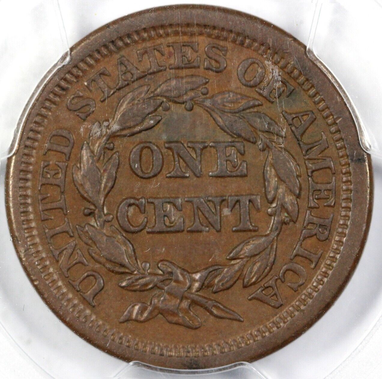 1850 1c N-24 Braided Hair Large Cent PCGS AU 50