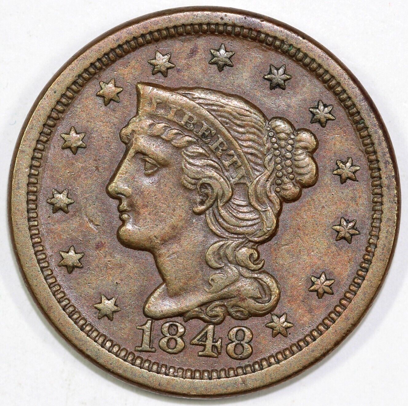 1848 1c N-1 Braided Hair Large Cent