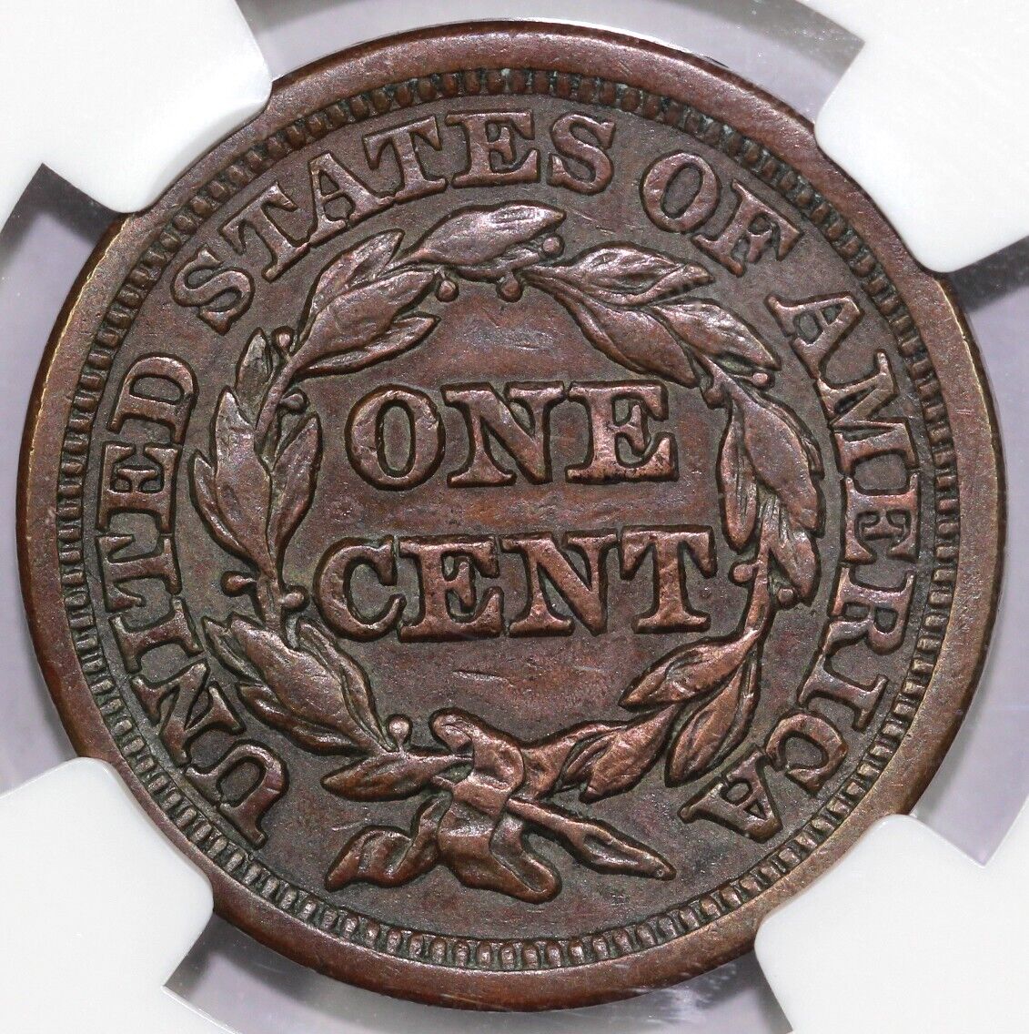 1849 1c N-9 Braided Hair Large Cent NGC AU Details Improperly Cleaned