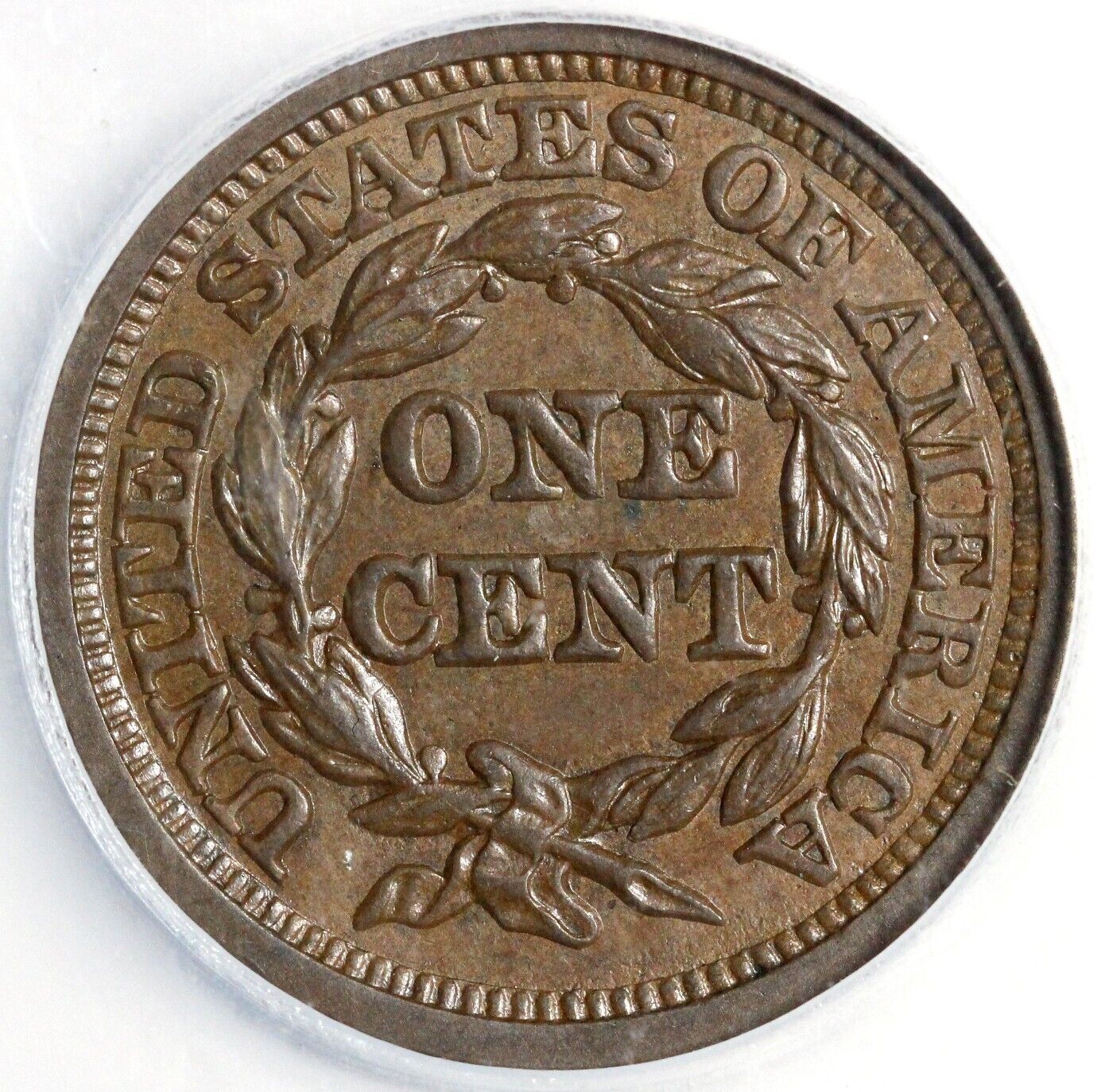 1848 1c N-17 Braided Hair Large Cent ICG MS 63 BN