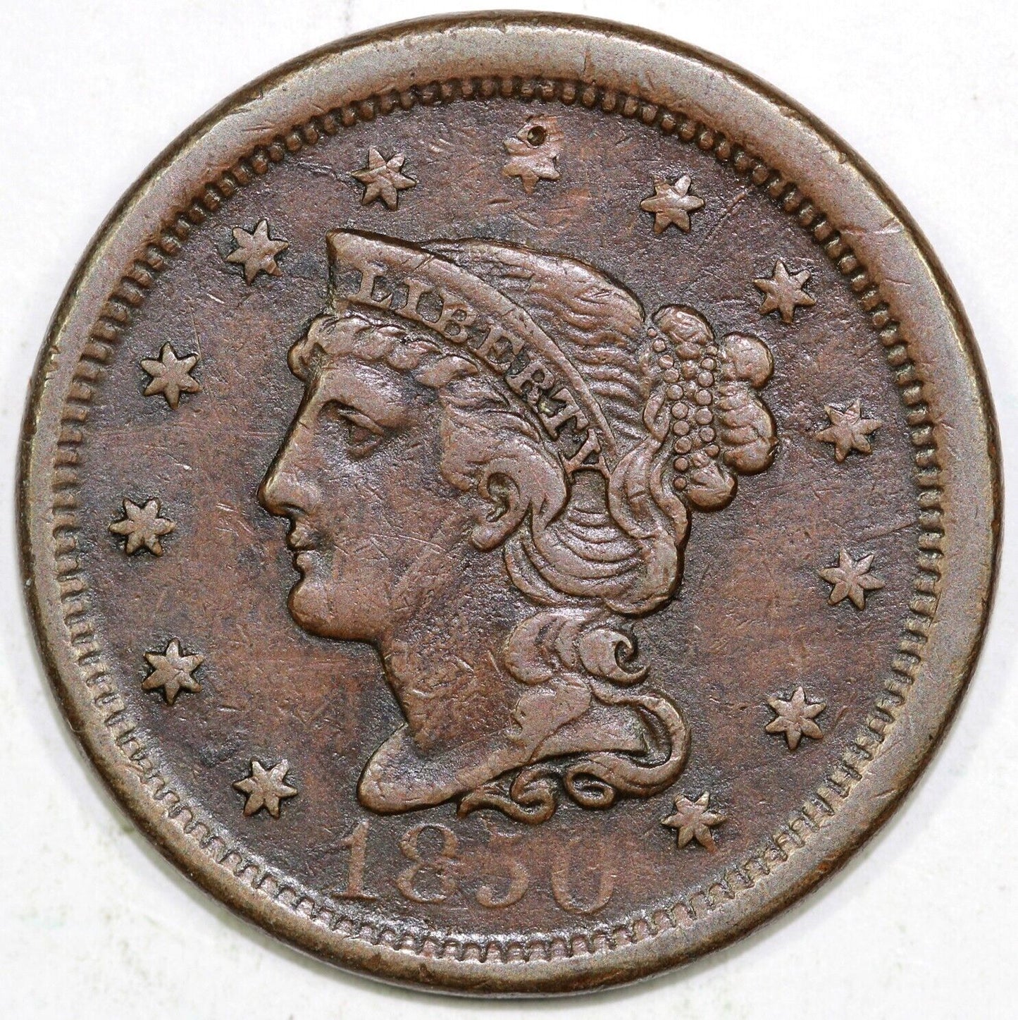 1850 1c N-24 Braided Hair Large Cent