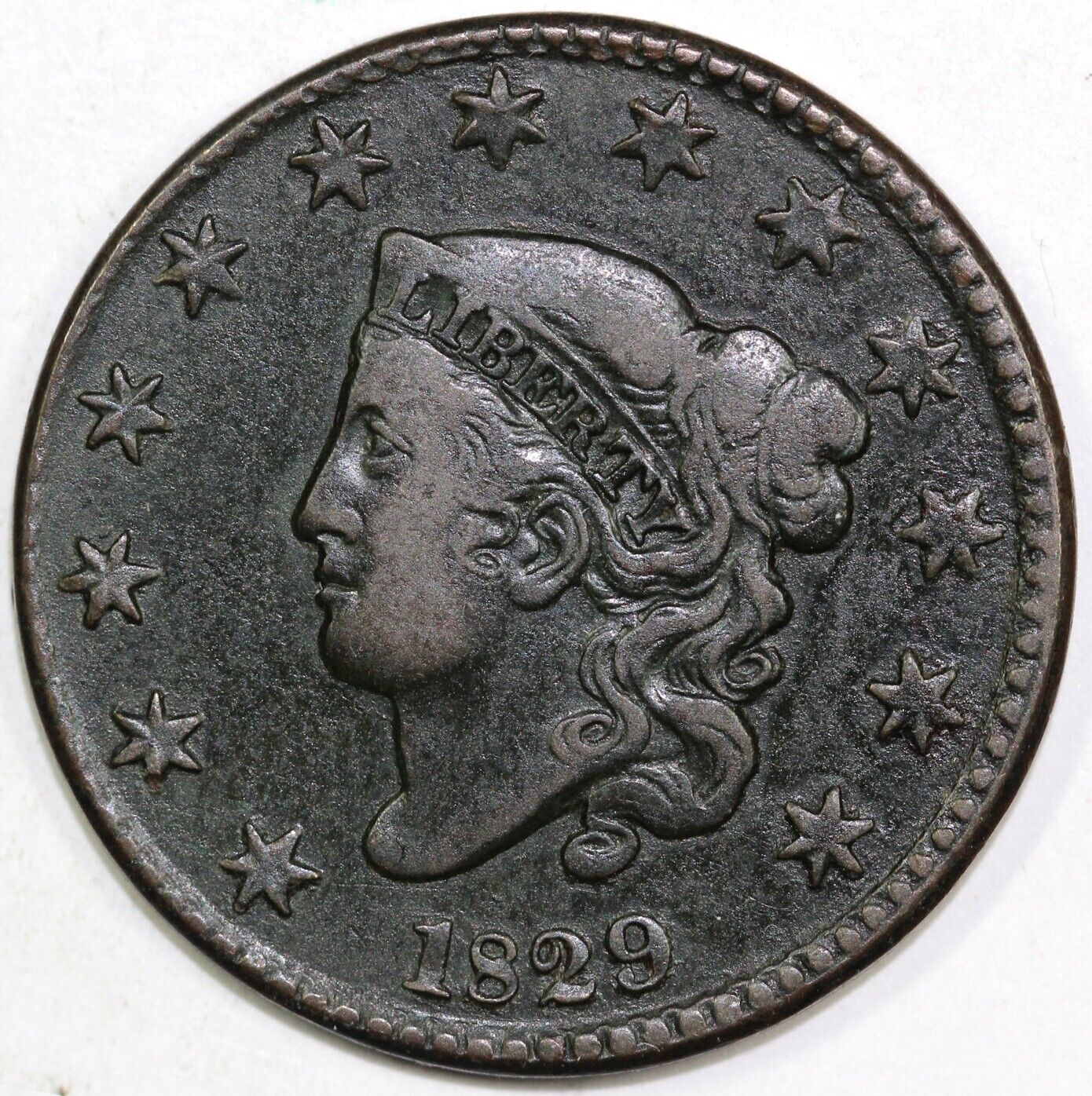 1829 1c N-5 Coronet or Matron Head Large Cent