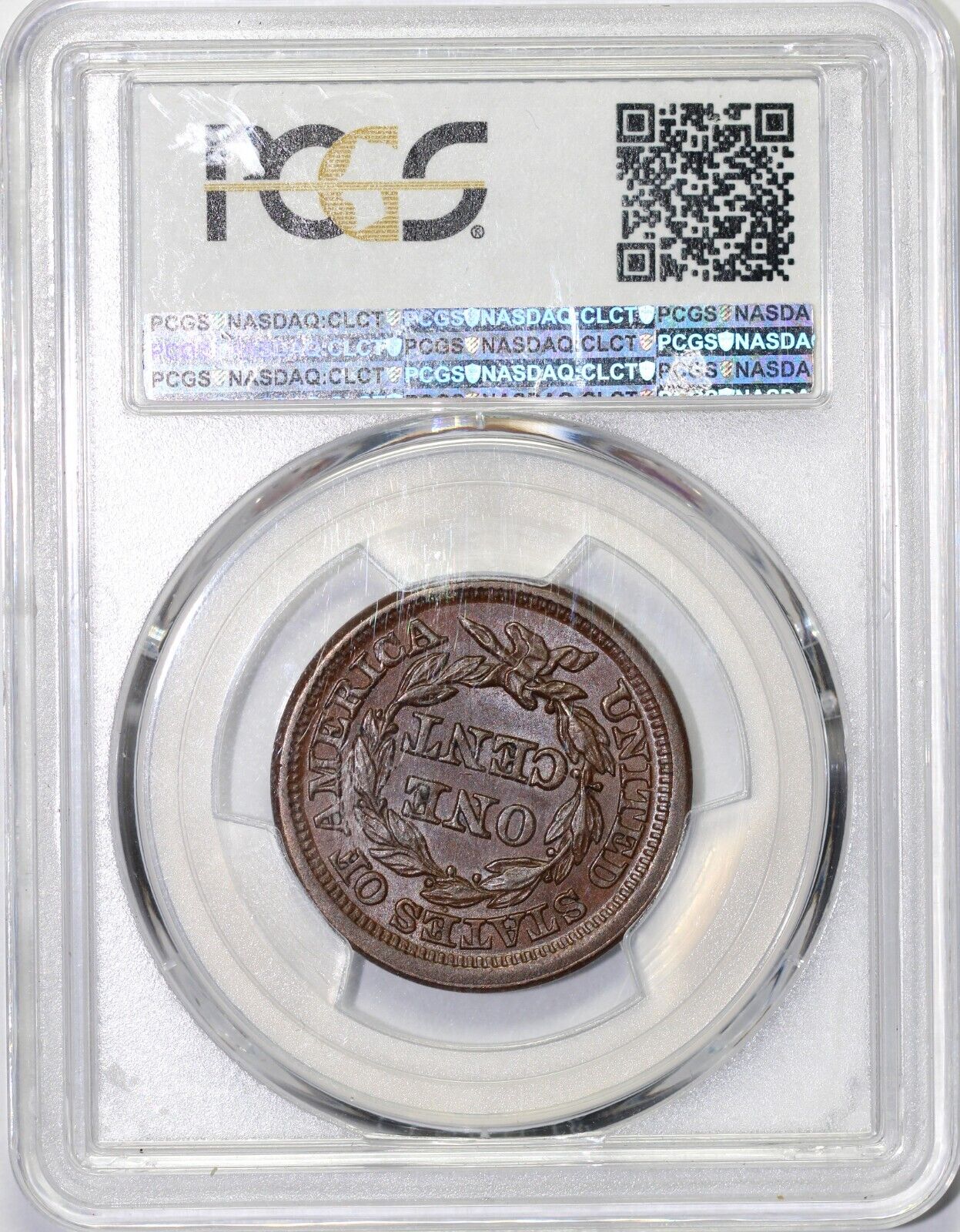 1848 1c N-2 Braided Hair Large Cent PCGS MS 62 BN