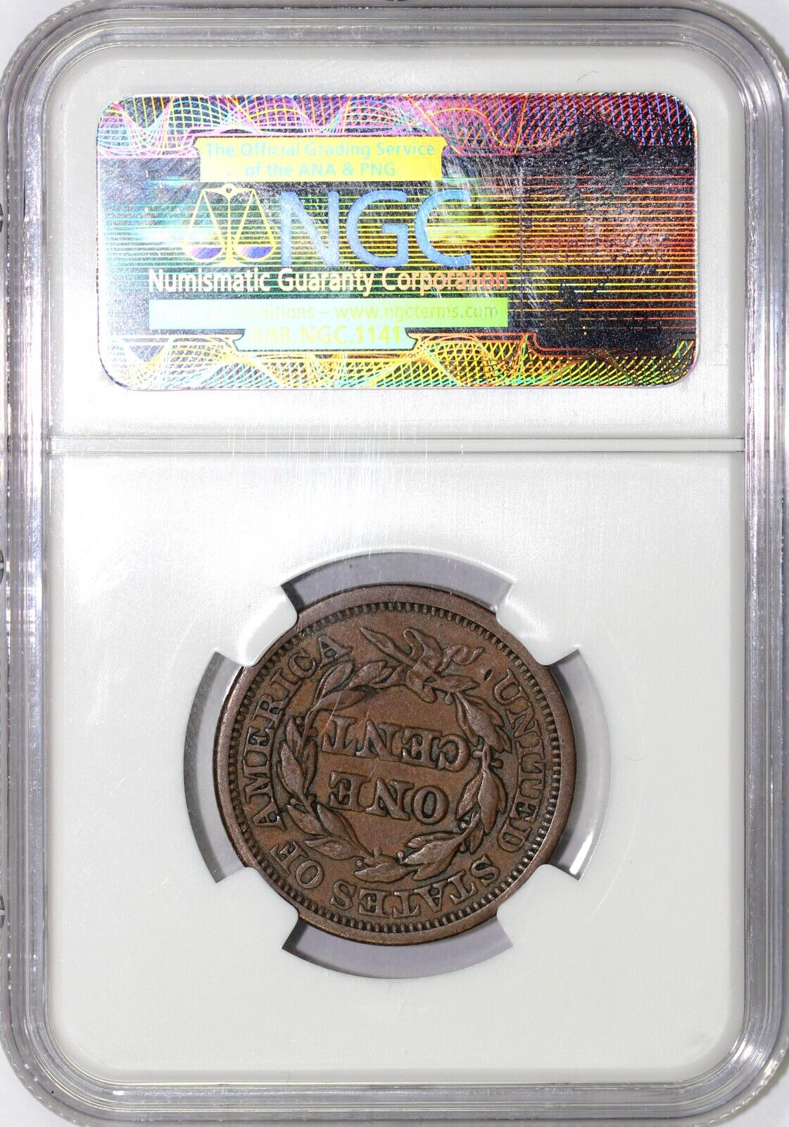1848 1c N-5 Braided Hair Large Cent NGC VF 35
