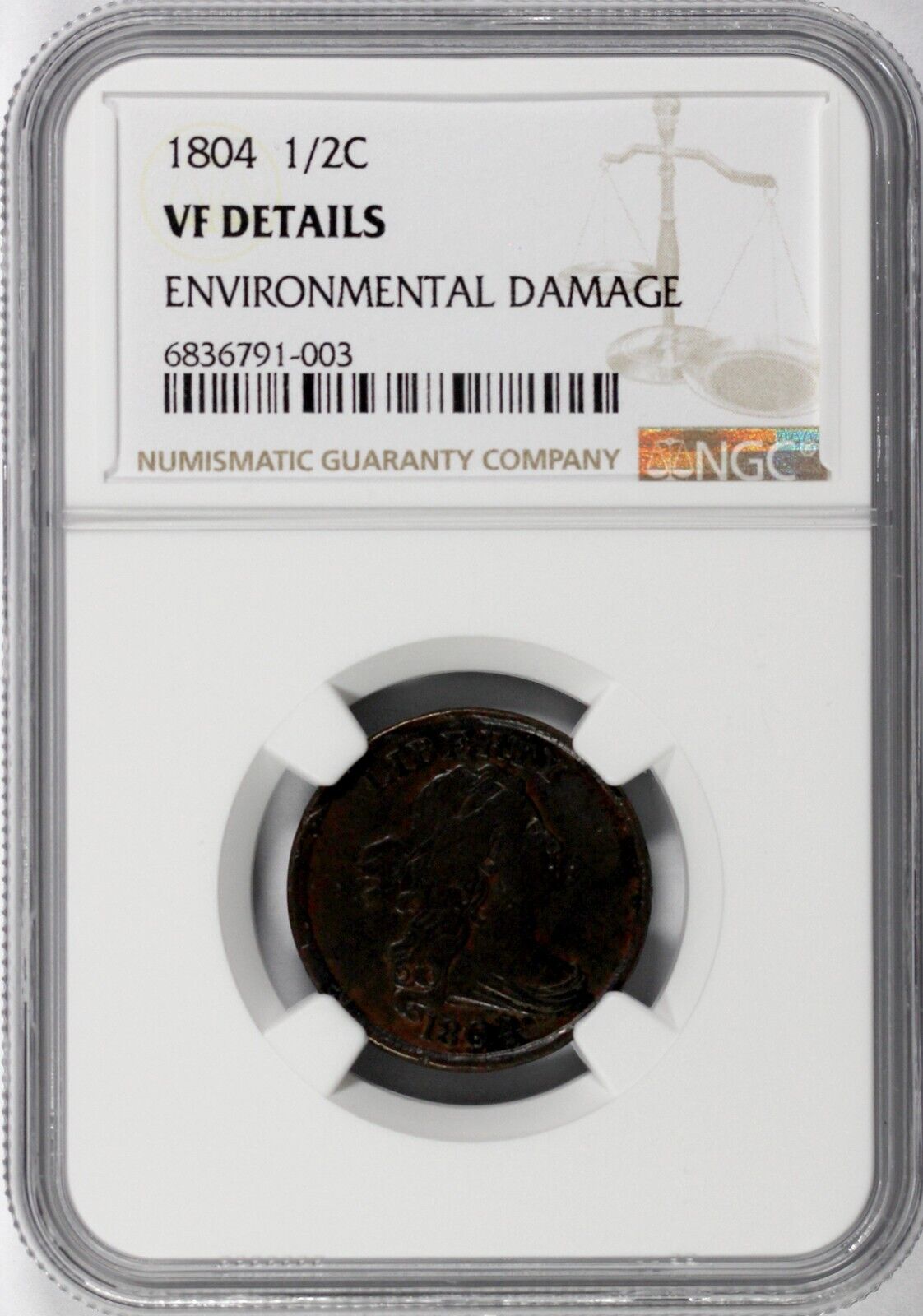 1804 1/2c Draped Bust Half Cent NGC Environmental Damage