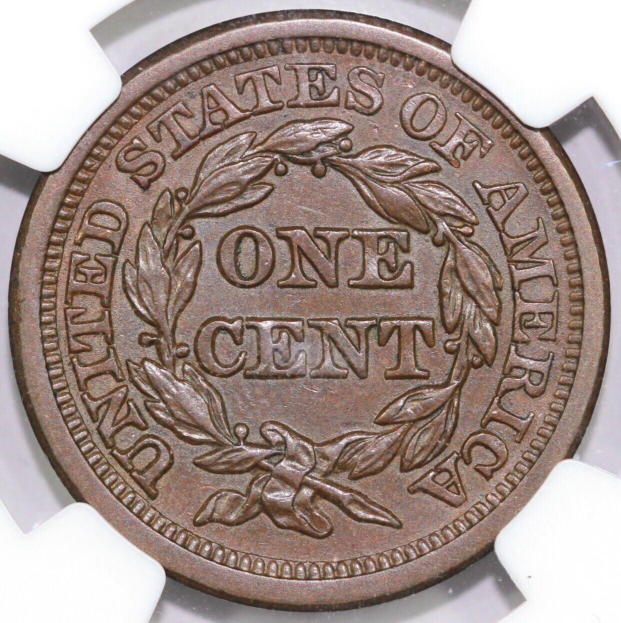 1853 1c N-24 Braided Hair Large Cent NGC MS 61