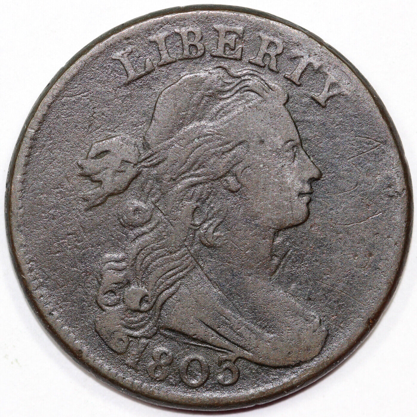 1803 1c Draped Bust Large Cent *Cud Reverse*
