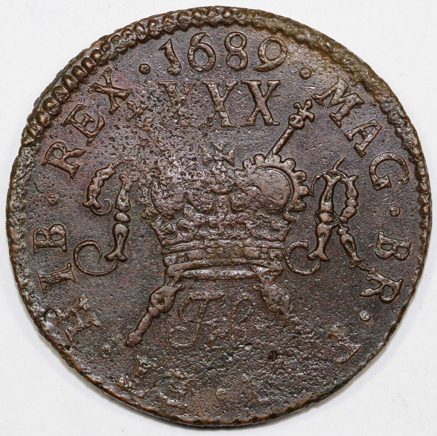 1689 1c Dei Gratia Irish Gun Money