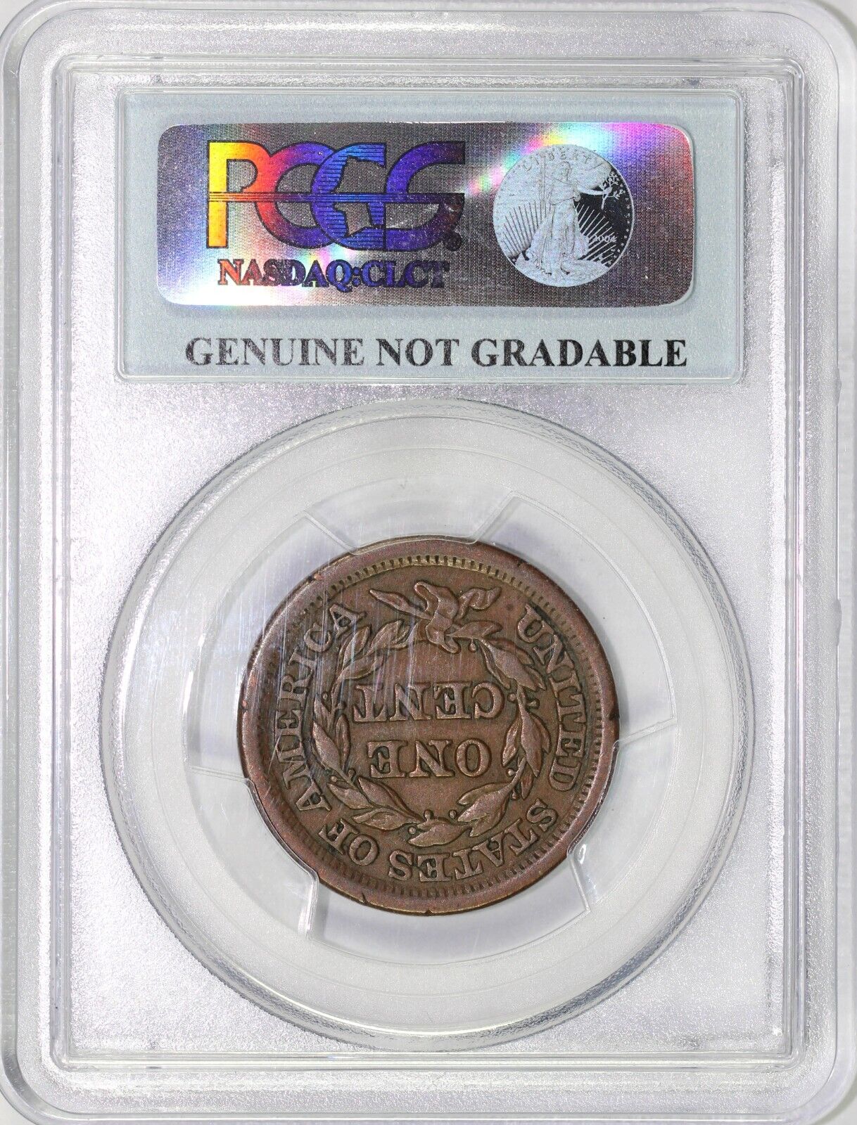 1853 1c N-35 Braided Hair Large Cent PCGS XF DETAILS RIM DAMAGE