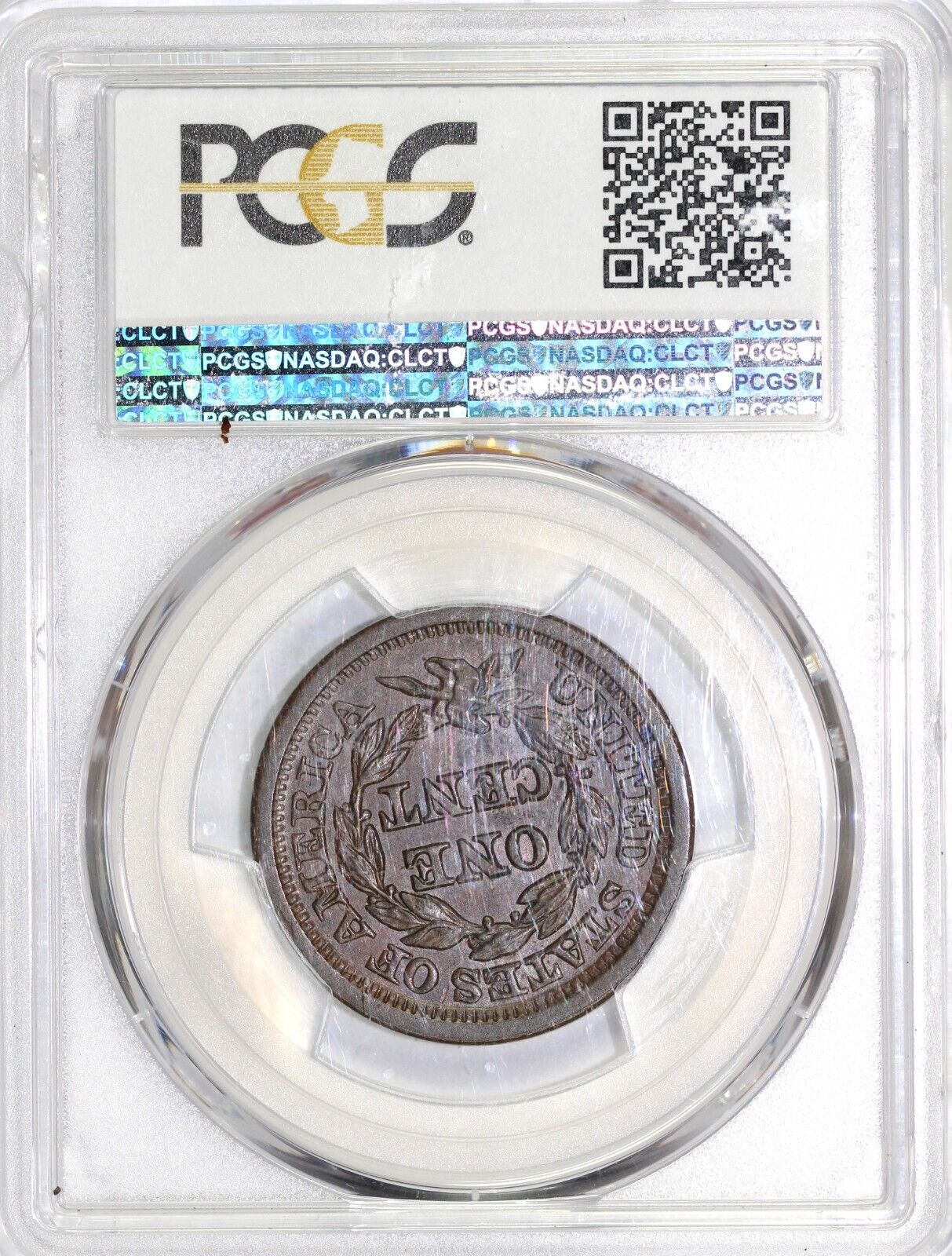 1849 1c N-22 Braided Hair Large Cent PCGS MS 64 BN