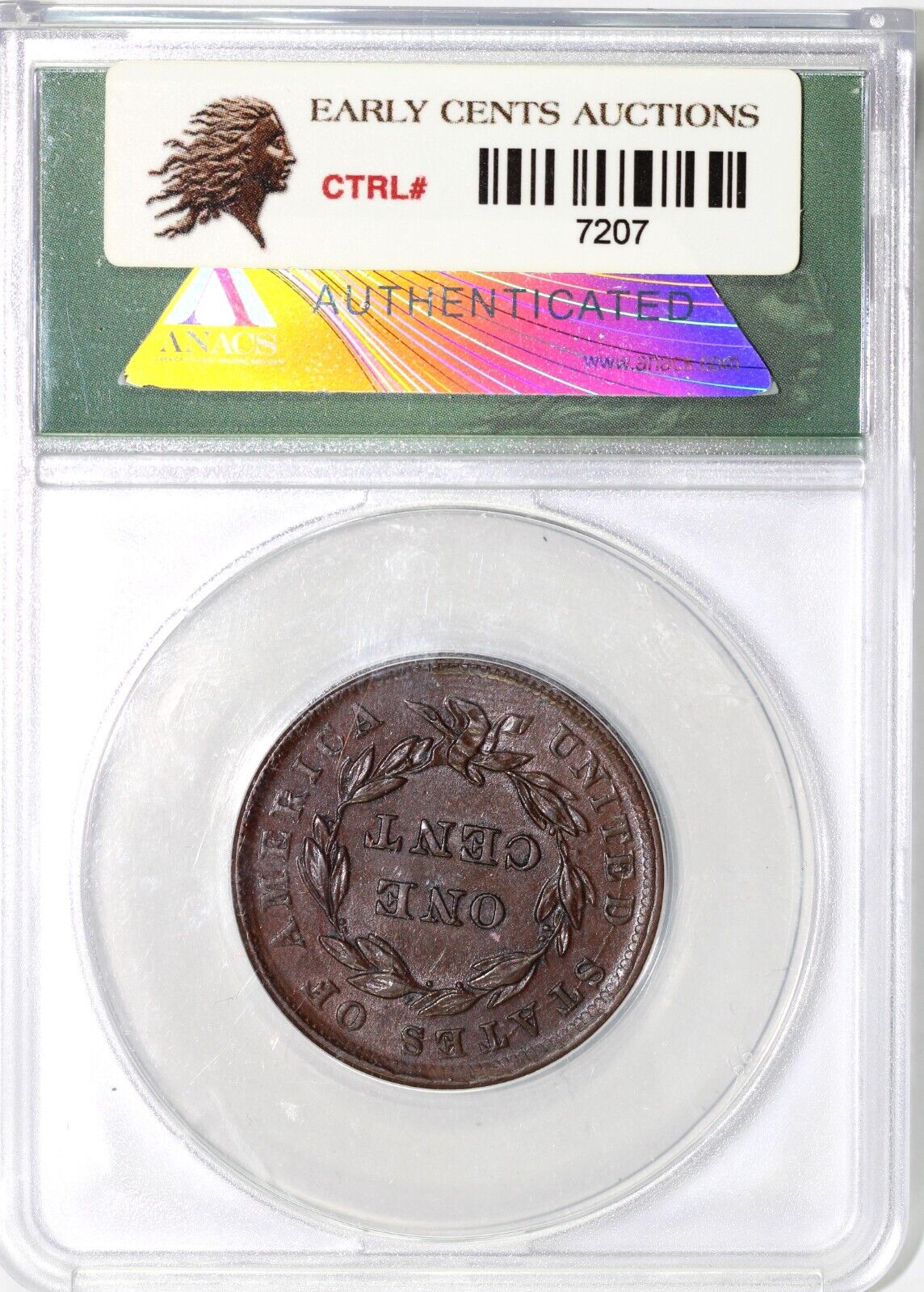 1839 1c N-13 Booby Head Matron Head Large Cent ANACS MS 62 BN