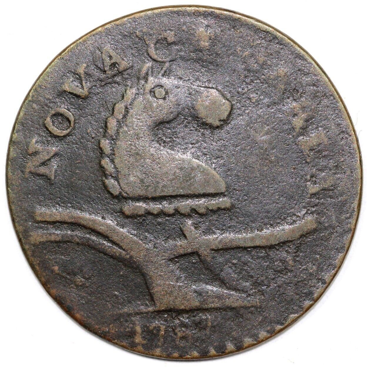 1787 1c 56-N New Jersey Colonial Copper Coin