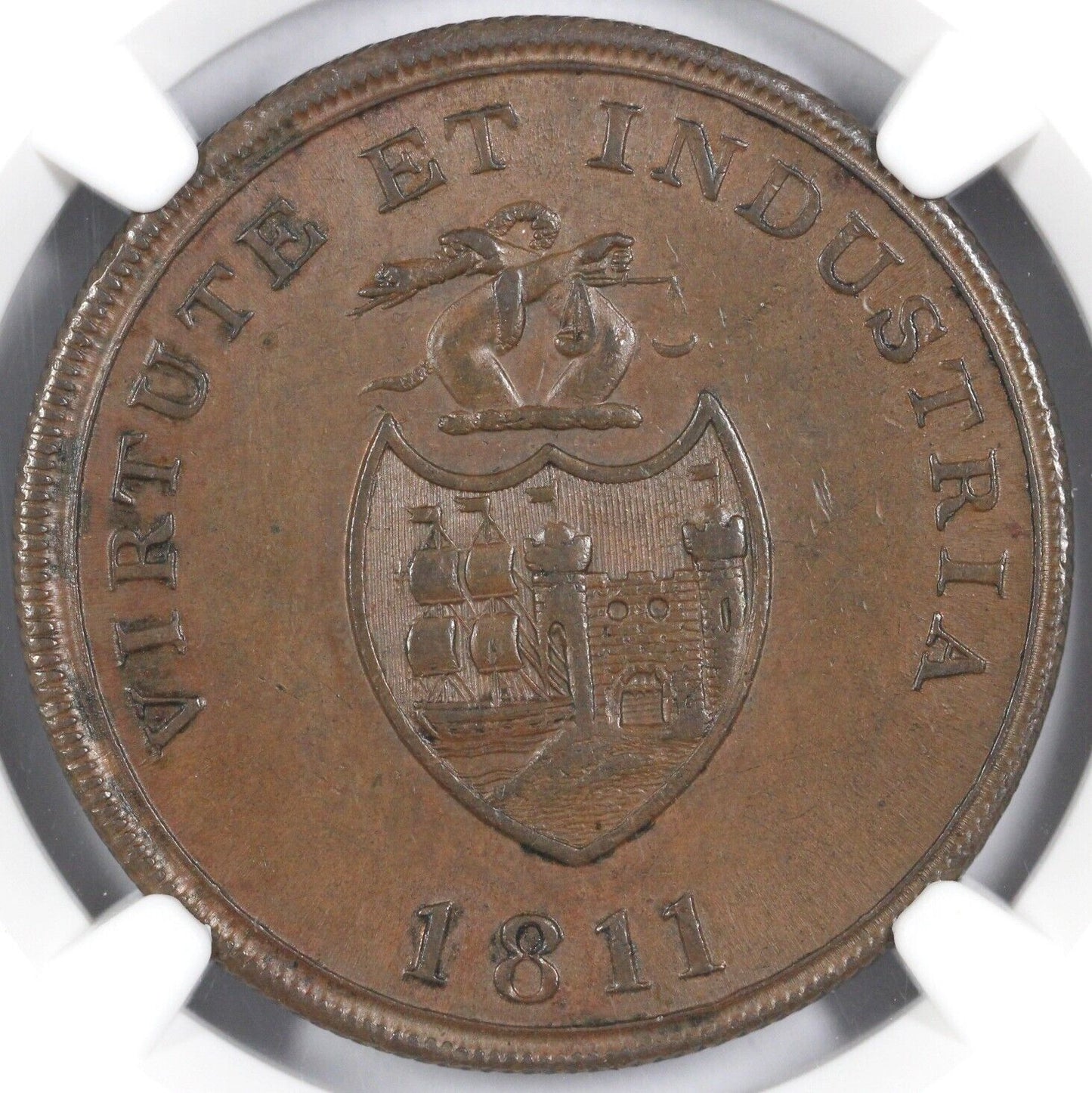 1811 1c Great Britain W-441 Bristol Brass and Copper Co Penny NGC MS 62