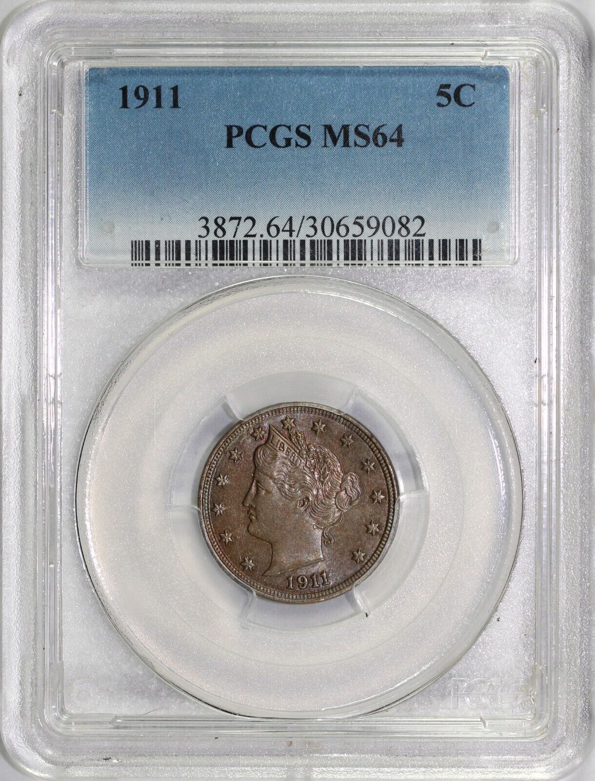 1911 5c Liberty Nickel PCGS MS 64
