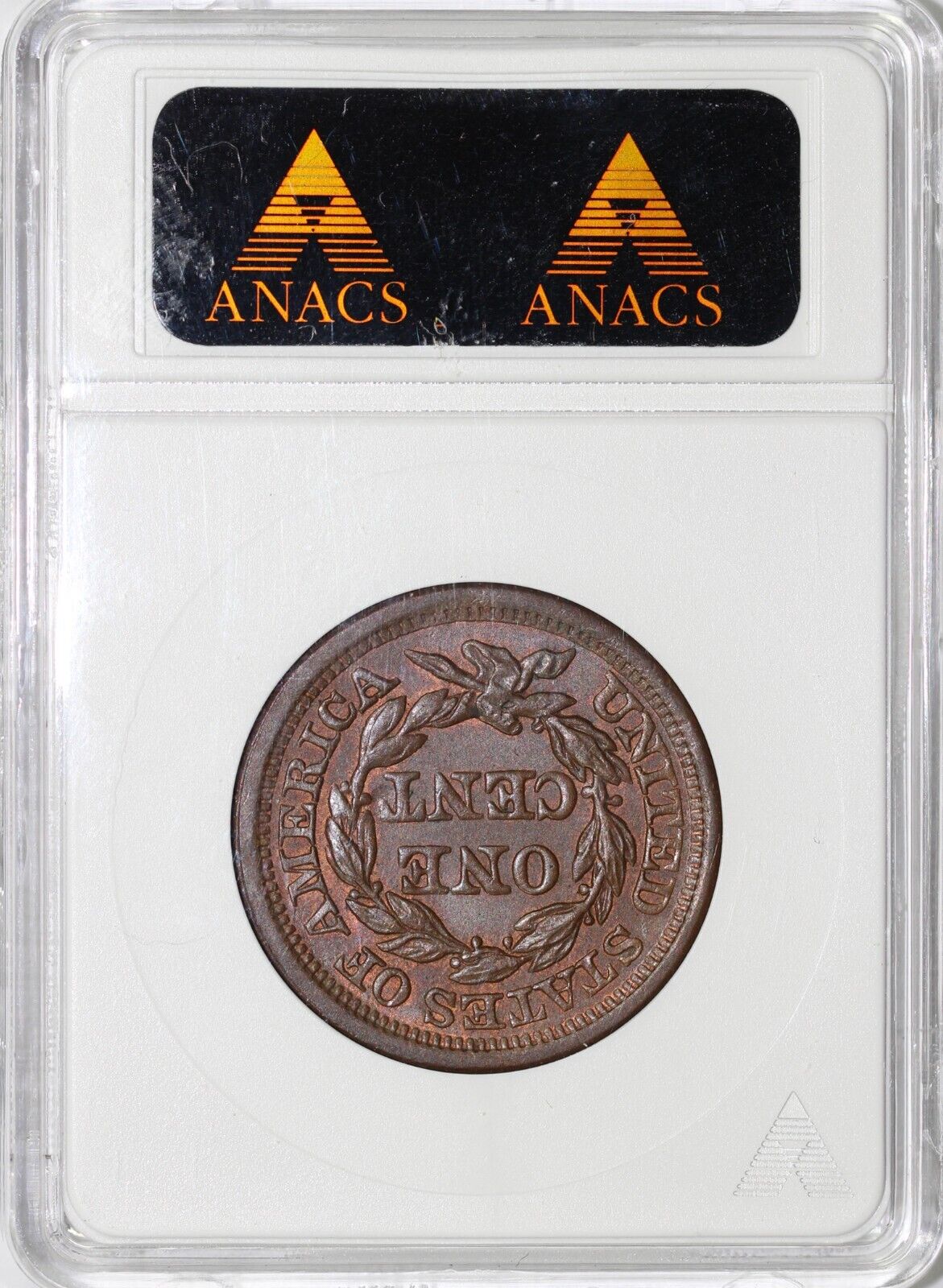 1857 1c N-4 Braided Hair Large Cent ANACS MS 63 BN *Sharp Strike, EDS*