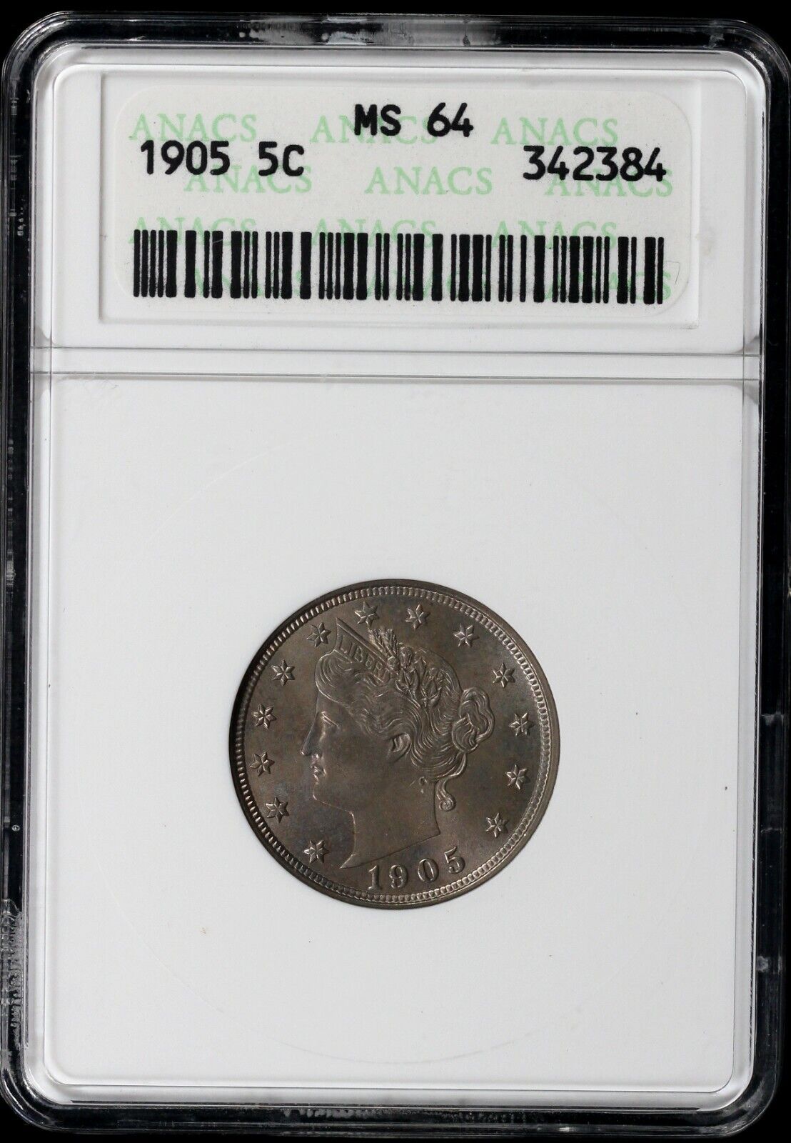 1905 5c Liberty Nickel ANACS MS 64