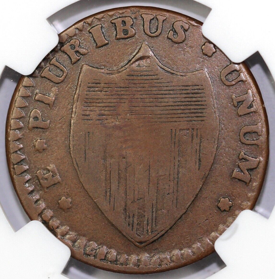 1787 1c No PLow Sprig Maris 52-i New Jersey Colonial Copper NGC F 12