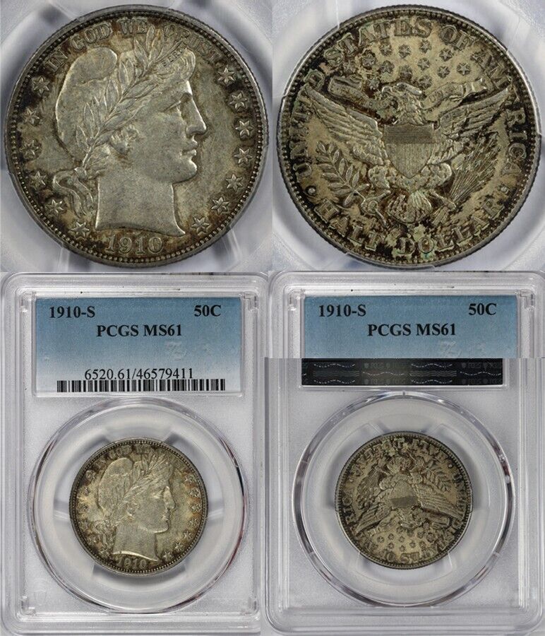 1910-S 50c Barber Half Dollar PCGS MS 61