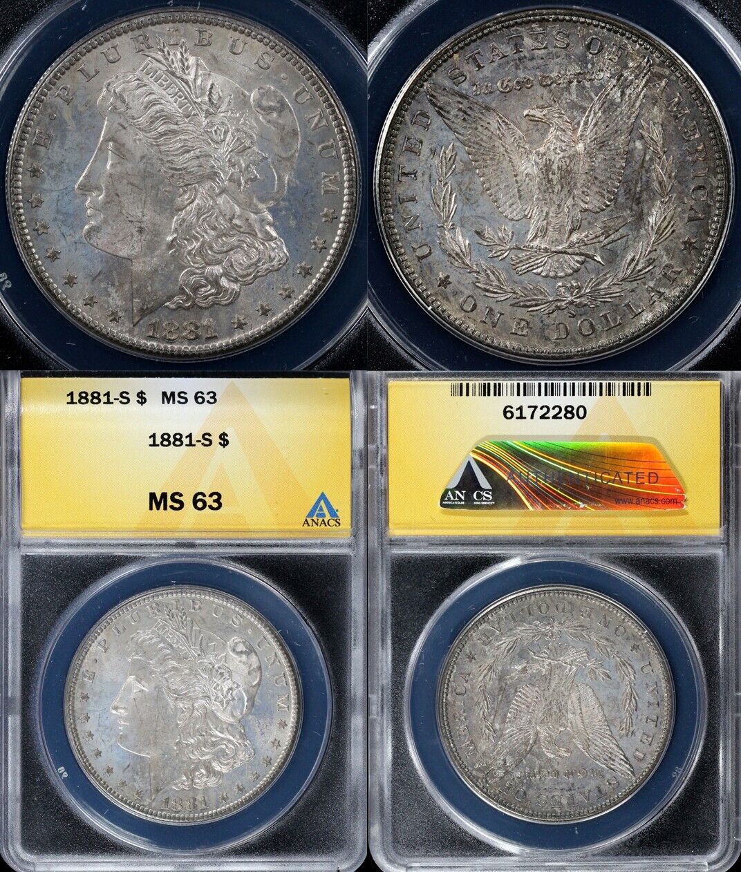 1881-S $1 Morgan Dollar ANACS MS 63