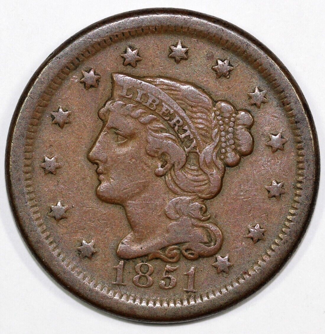 1851 1c N-41c Braided Hair Large Cent