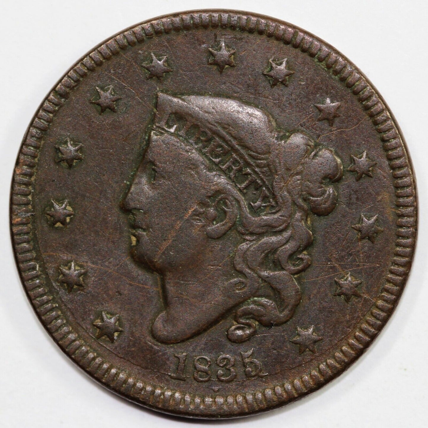 1835 1c N-3 Coronet or Matron Head Large Cent
