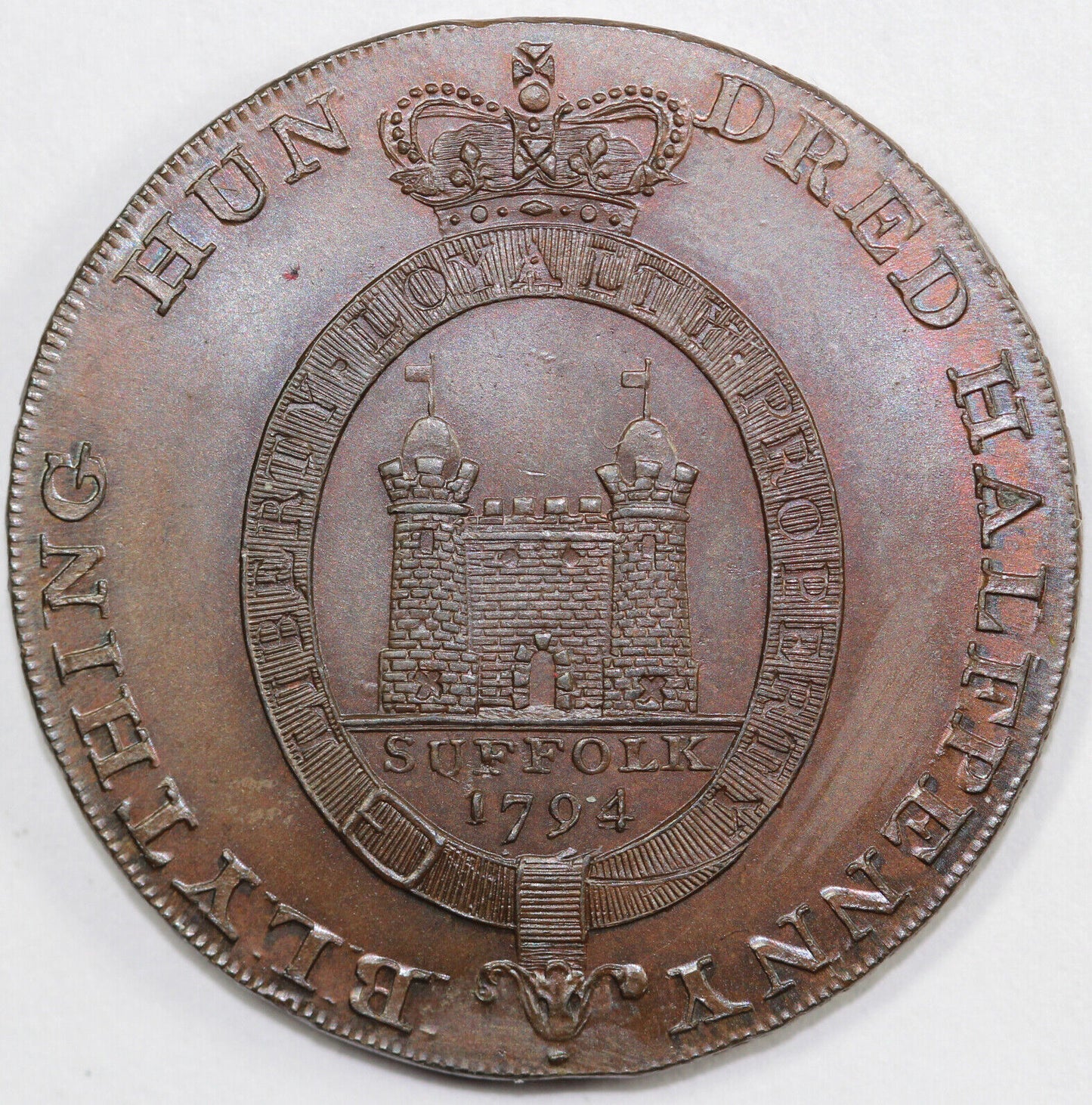 1794 D&H-19 Suffolk Blything Hun Dred Conder Token Half Penny