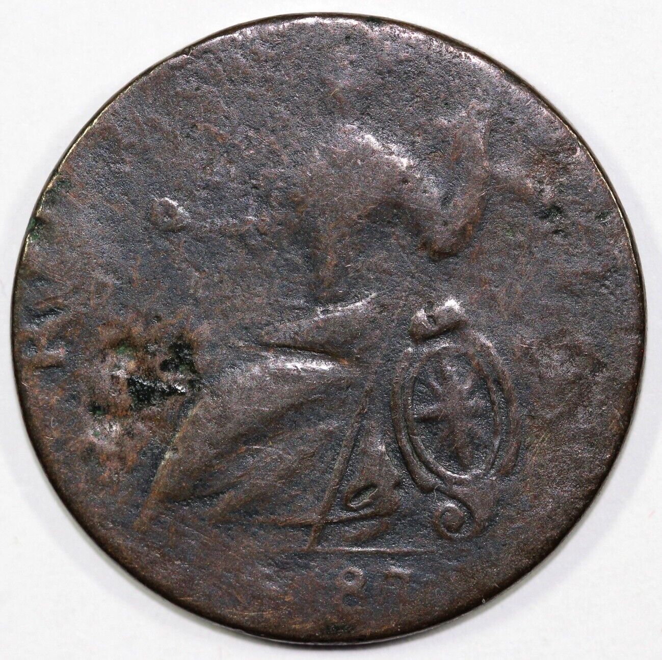 1787 1/2c Machins Mills Colonial Copper Half Penny