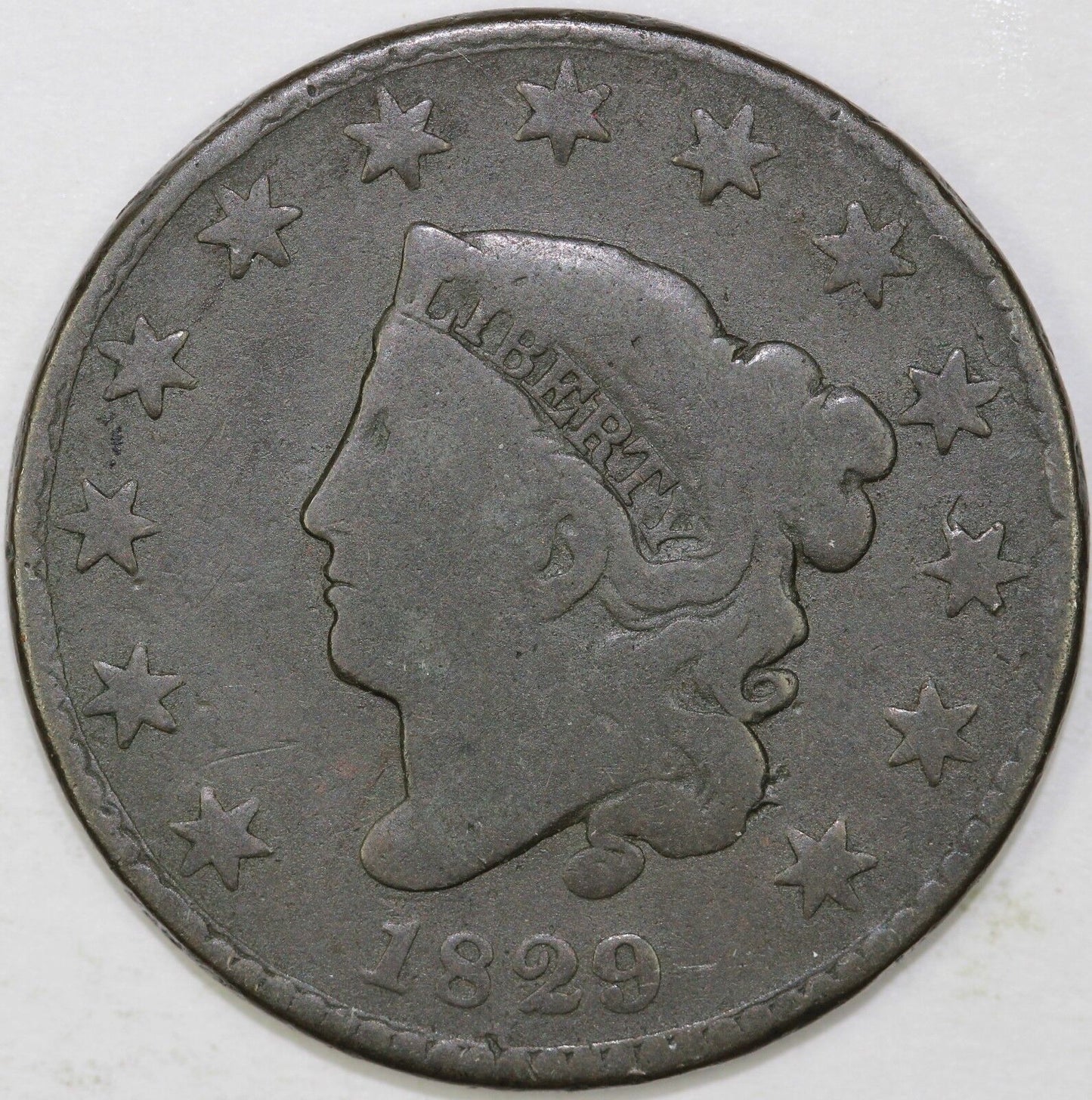 1829 1c Small Letters Coronet or Matron Head N-9 Large Cent UNSLABBED