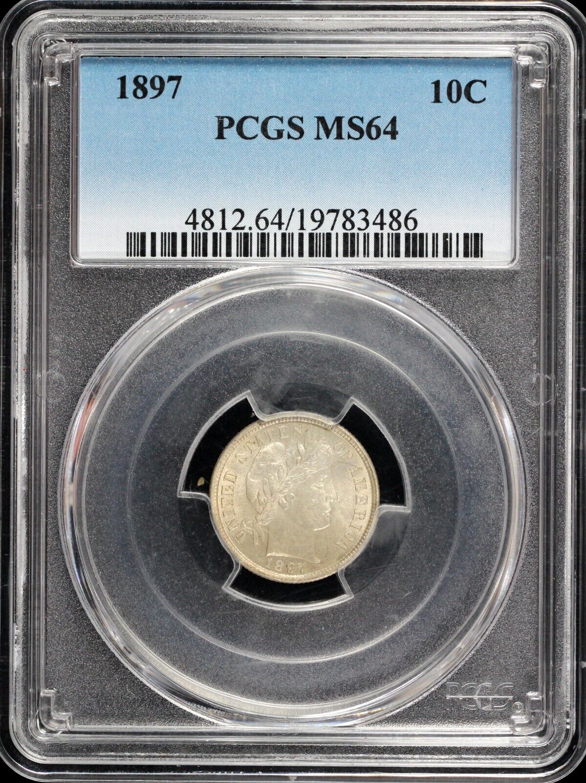 1897 10c Barber Dime PCGS MS 64