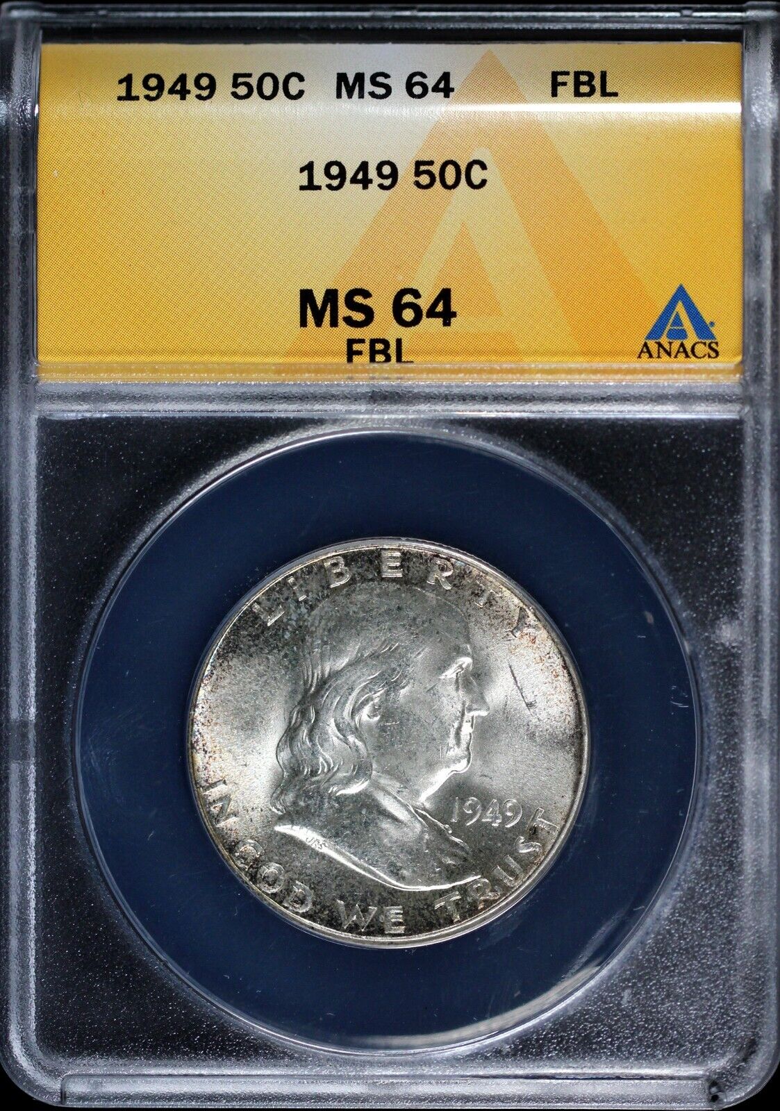 1949 50c Franklin Half Dollar ANACS MS 64 FBL