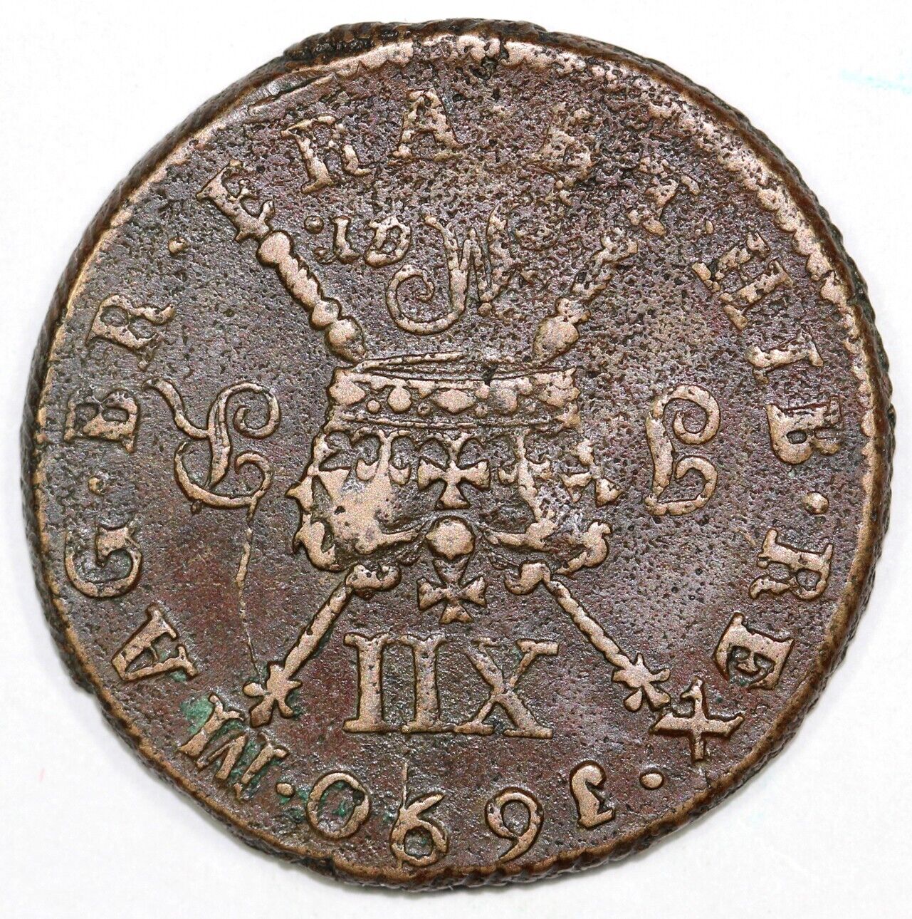 1690 James II Irish Gun Money Colonial Copper Coin