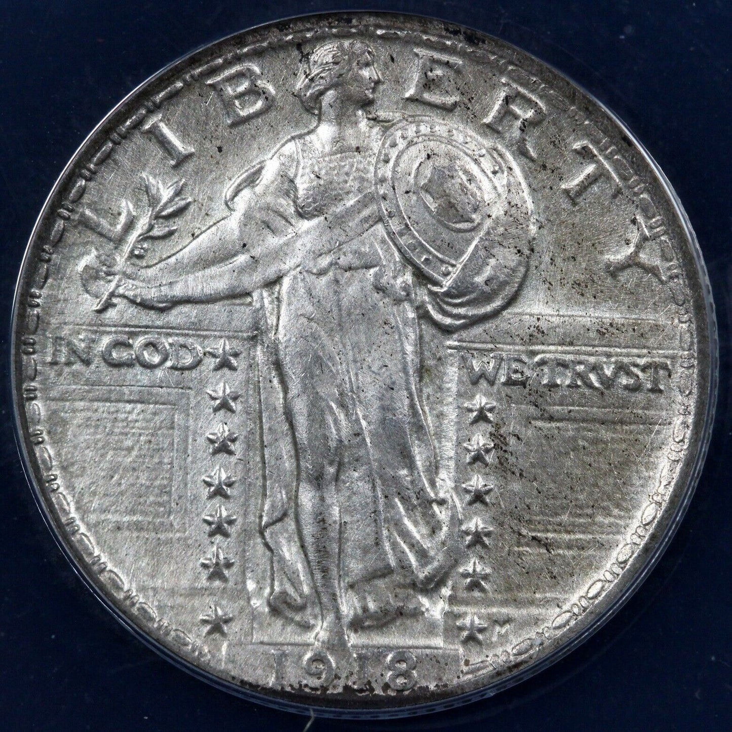 1918 25c Full Head Standing Liberty Quarter ANACS AU 58 DETAILS CLEANED