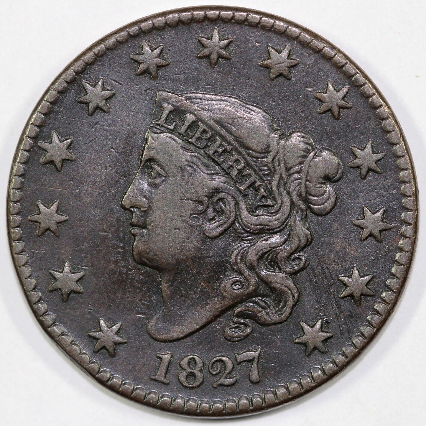 1827 1c Matron Head Large Cent