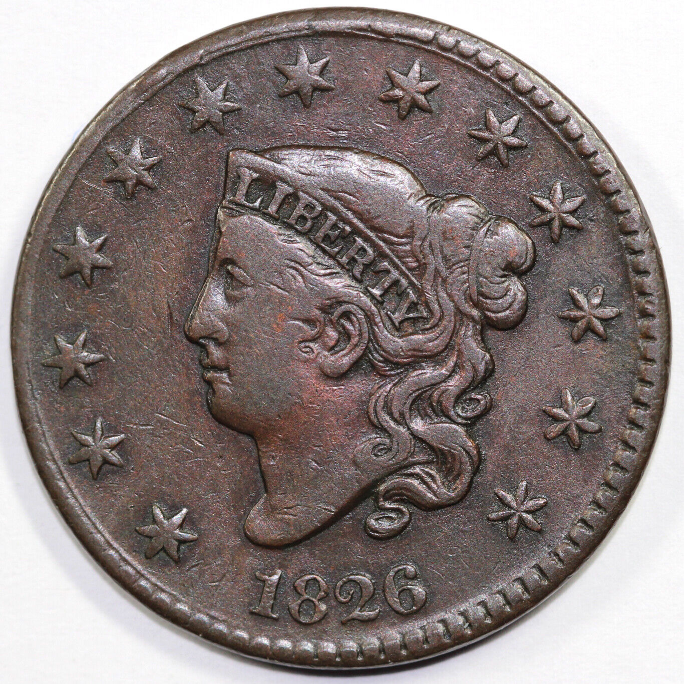 1826 1c Coronet or Matron Head Large Cent *Double Profile*