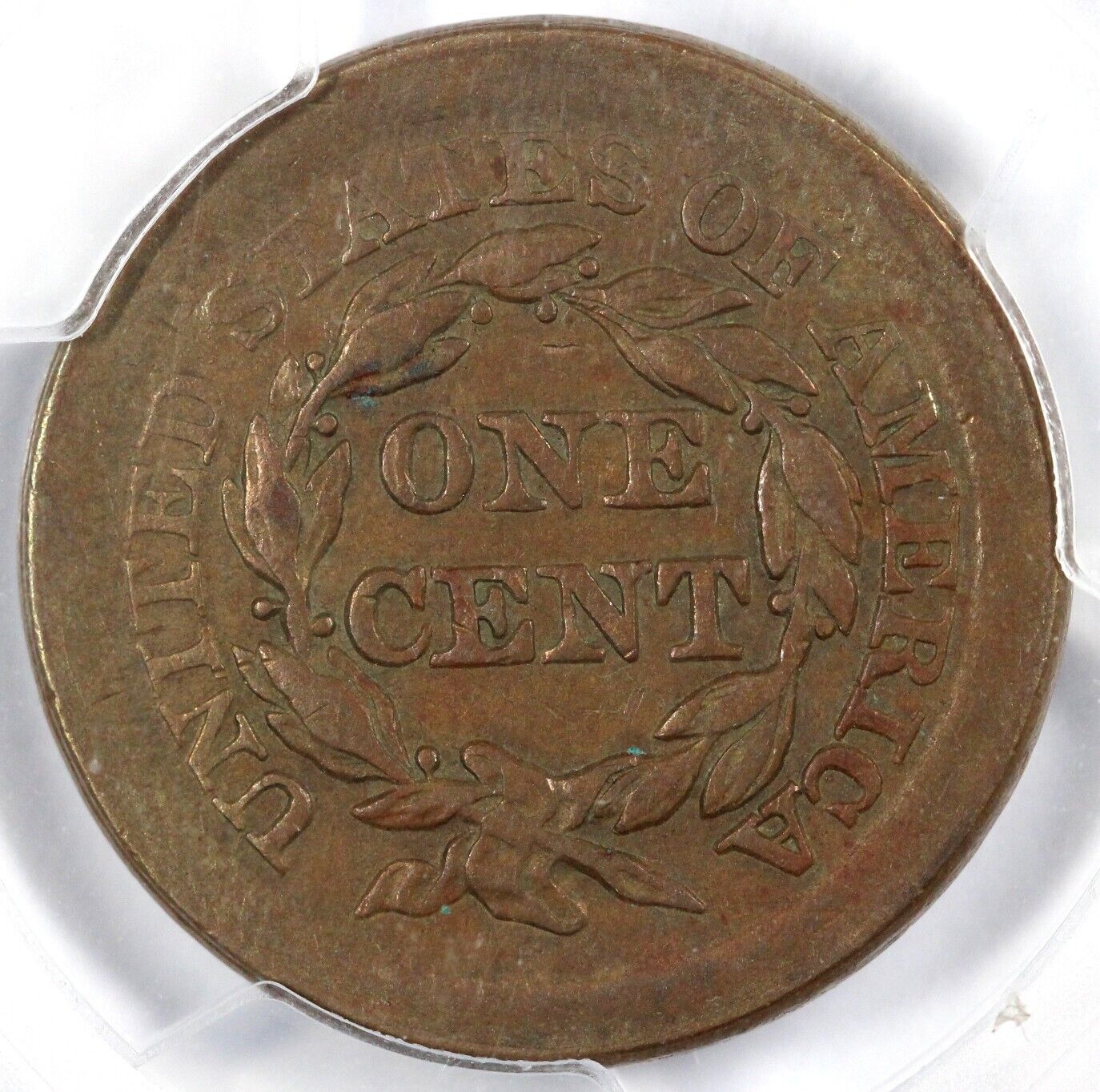 1857 1c Broadstuck Large Date Braided Hair Large Cent PCGS VF 35
