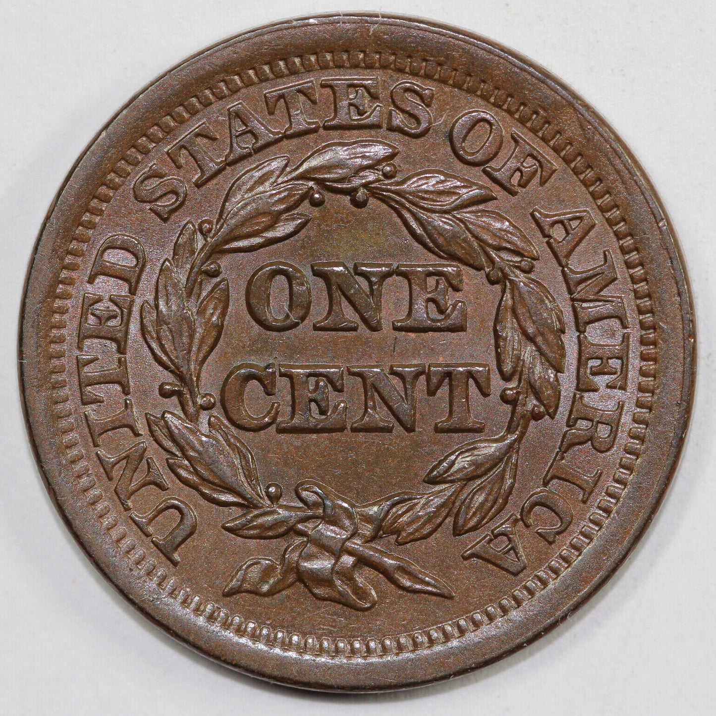 1852 1c N-12 Braided Hair Large Cent With Grellman Tag