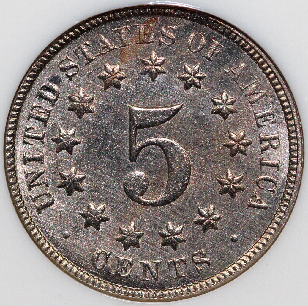 1876 5c Shield Nickel NGC and CAC MS 64