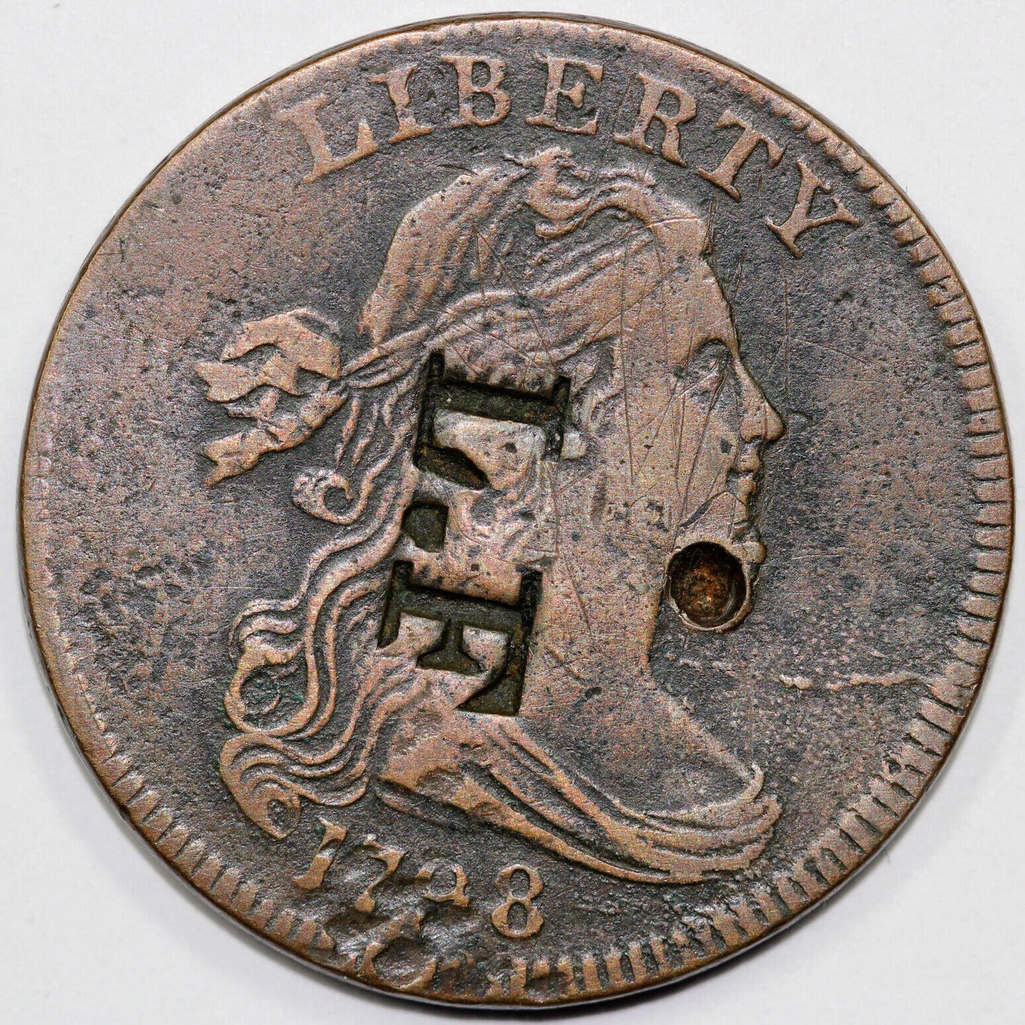 1798 1c S-157 Draped Bust Large Cent *Counterstamped*