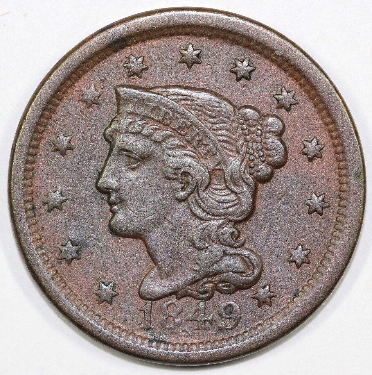 1849 1c N-17 Braided Hair Large Cent