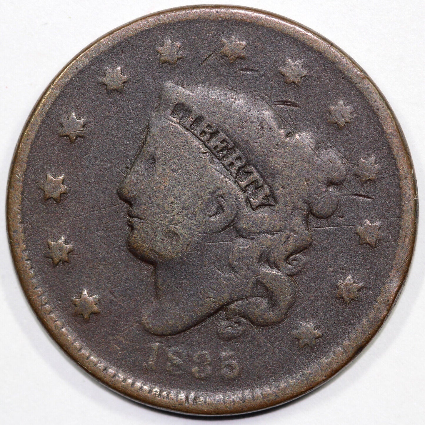 1835 1c N-18 Matron Head Large Cent