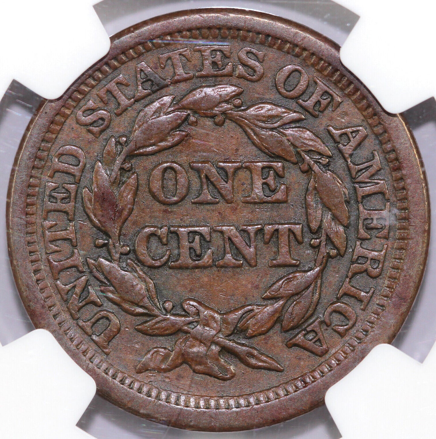 1853 1c N-32 Braided Hair Large Cent NGC XF 45