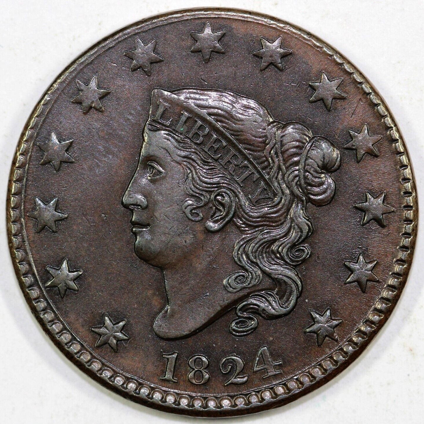 1824 1c N-3 Matron Head Large Cent